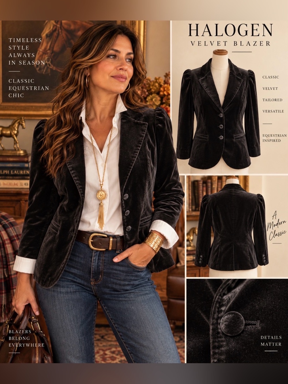 Halogen- charcoal gray, velvet blazer jacket- puffed sleeves- size M